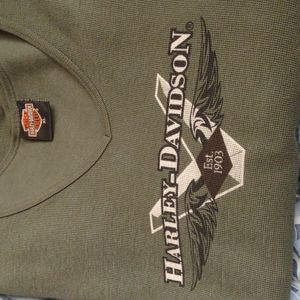 Harley Davidson V-neck sweater in olive green